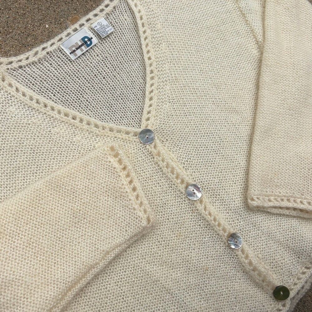 Vintage Paul Harris Design Button Up Knit Cardigan Sweater Women's Size M Mohair